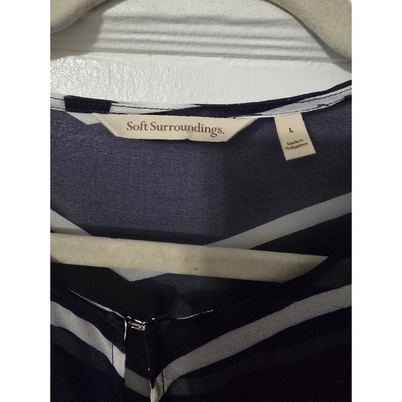 Soft Surroundings Deco Nautical Maxi Dress 2 Piece Blue White Size Large - Picture 4 of 5